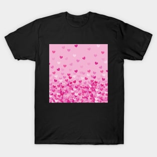 Valentine falling hearts pink cute girly pattern T-Shirt